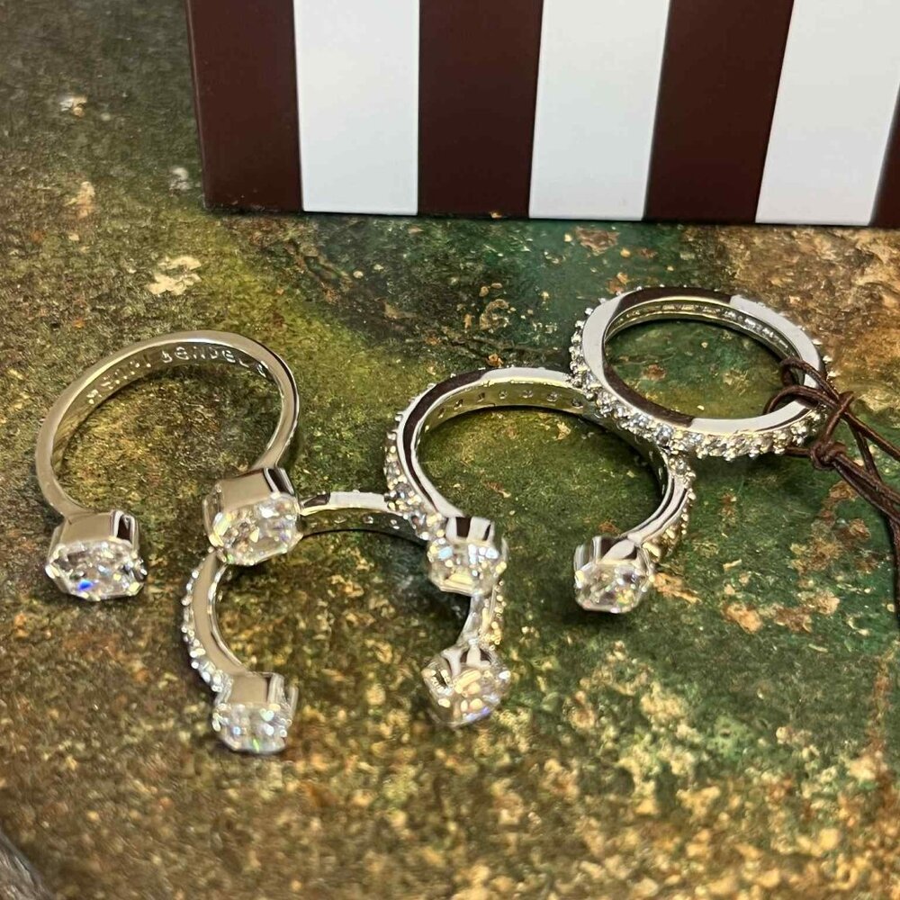 HENRI BENDEL SILVER WITH JEWELS FOUR PIECE CUFF RING